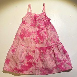 Cat & Jack NWOT, baby girl's 18 mos. pink tie dye sundress with gold accents.